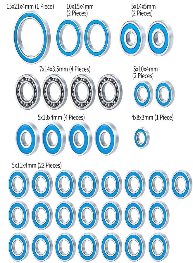 WEFEINO 38PCS Ball Bearing Set Blue Rubber Sealed for 1/10 Axial SCX10 III AXI03007 RC Crawler Car - Image 3